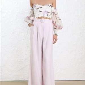 Zimmermann Corsage Orchid Linen Pants